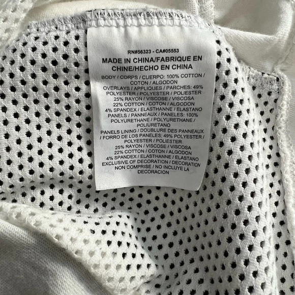 Nike Perforated Mesh Graphic Leather Zip‎ Back White T-Shirt Size US Medium - Picture 11 of 11